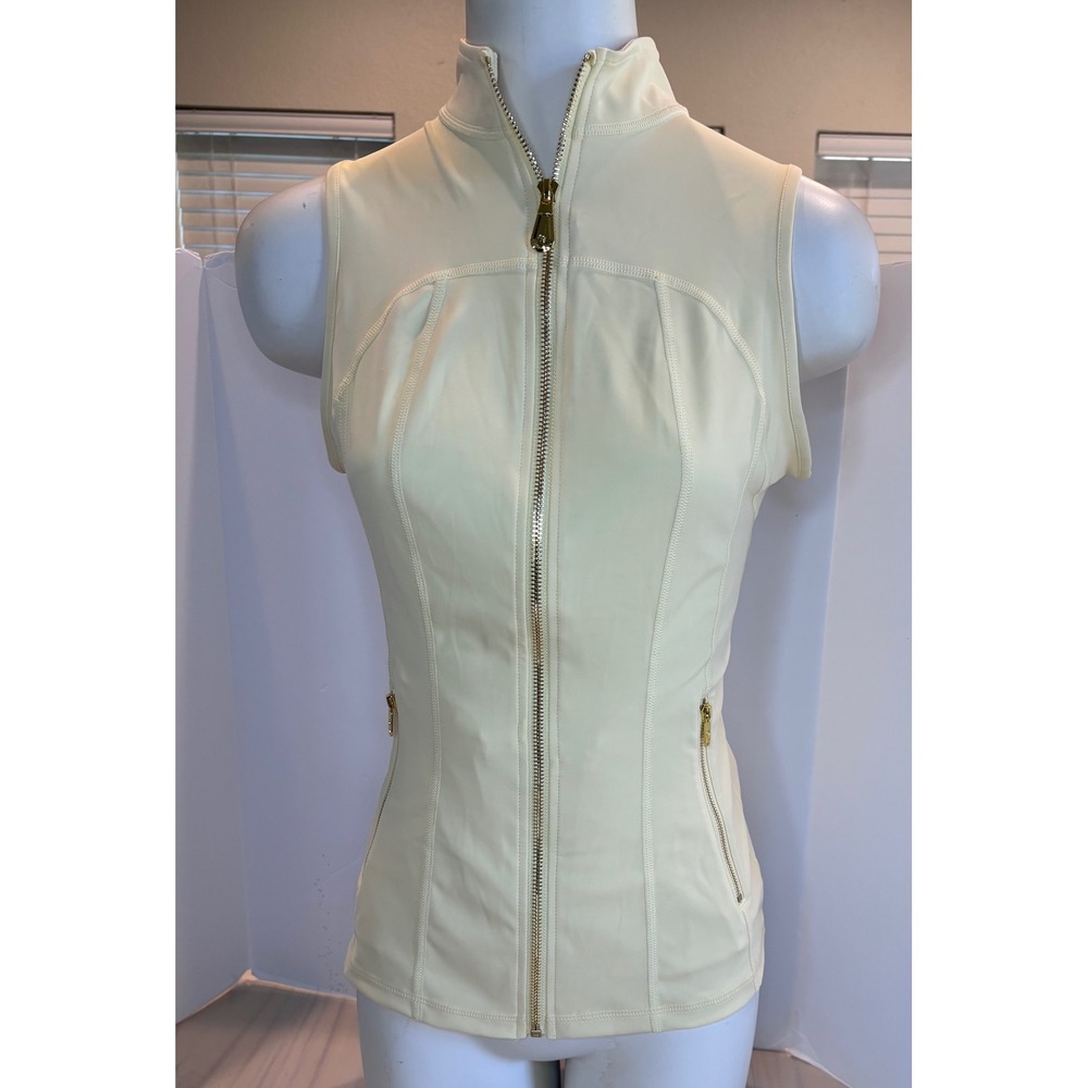 Uncia Active Womens Full Zip Sleeveless Athletic Top Yellow Gold Minimalist SZ S